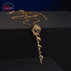 Goxijite индивидуальное матовое ожерелье с именем для женщин из нержавеющей стали с цветами розы ожерелья с табличкой ювелирные изделия в подарок