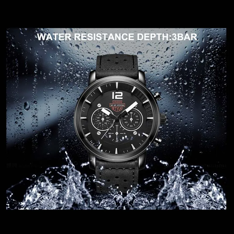 Мужские деловые повседневные спортивные часы Quartz Watch Life Водонепроницаемый