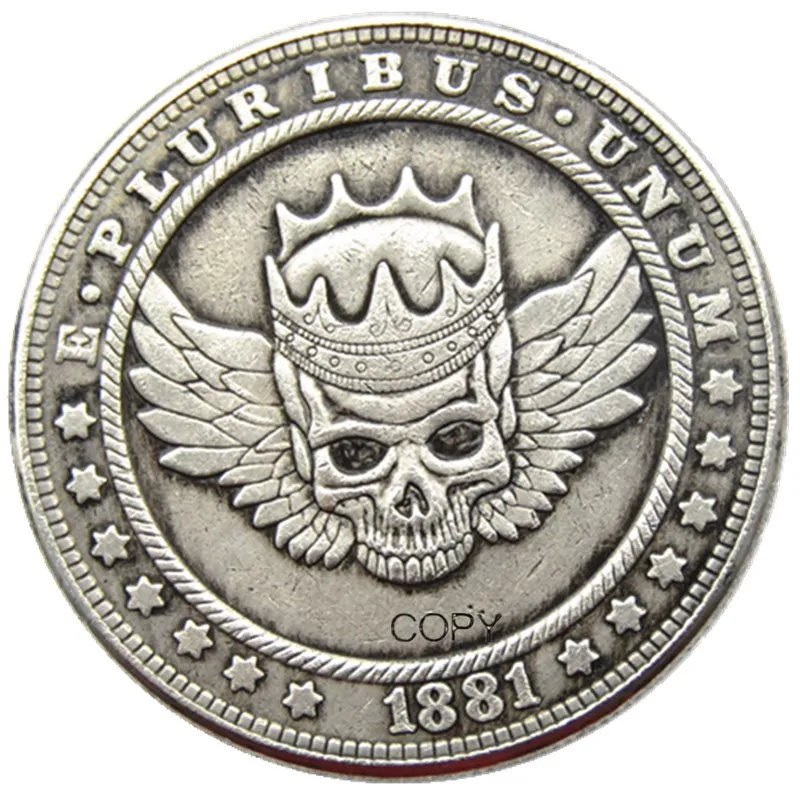 HB(124)US Hobo 1881 Morgan Dollar Skull Zombie Skeleton посеребренные копировальные монеты | Дом и сад