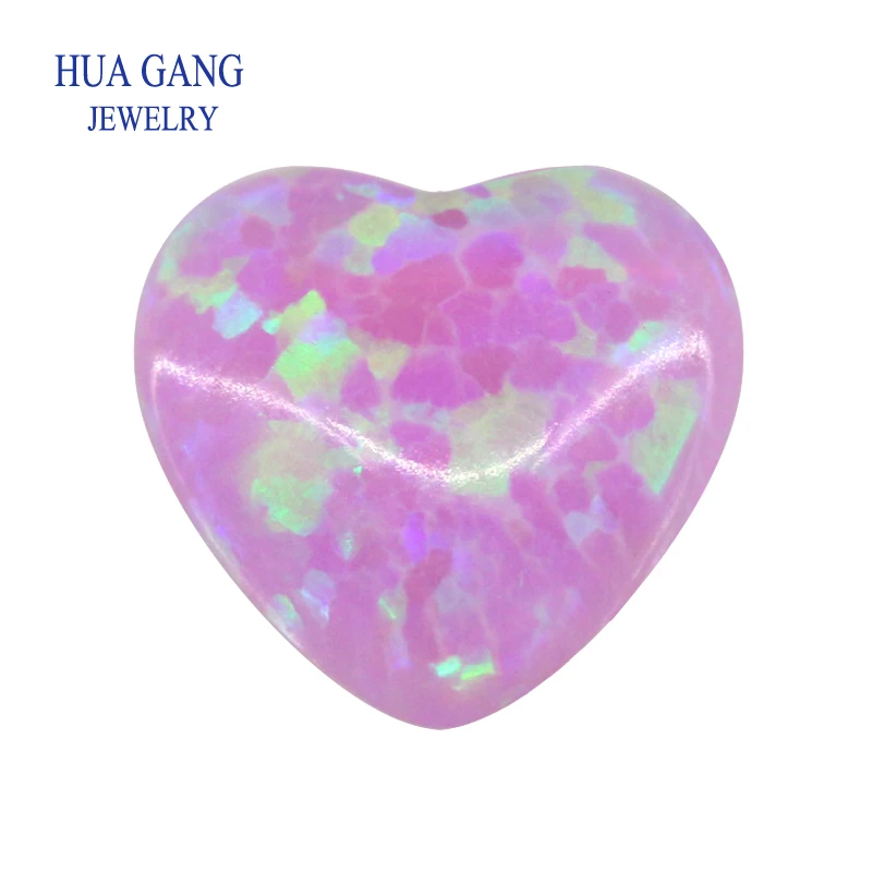 

OP10 Heart Shape Synthetic Opal Loose Stones Base Cabochon Created Opal Beads Semi-Precious Stones For Jewelry Making 3mm-15mm