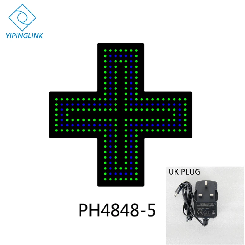 PH4848-5-UK PLUG Зеленый синий светодиодный знак Креста высокой яркости маленький размер 48*48 см медицинский магазин Неоновый крест Крытый крест доска - Мощность в ваттах: PH4848-5-UK PLUG
