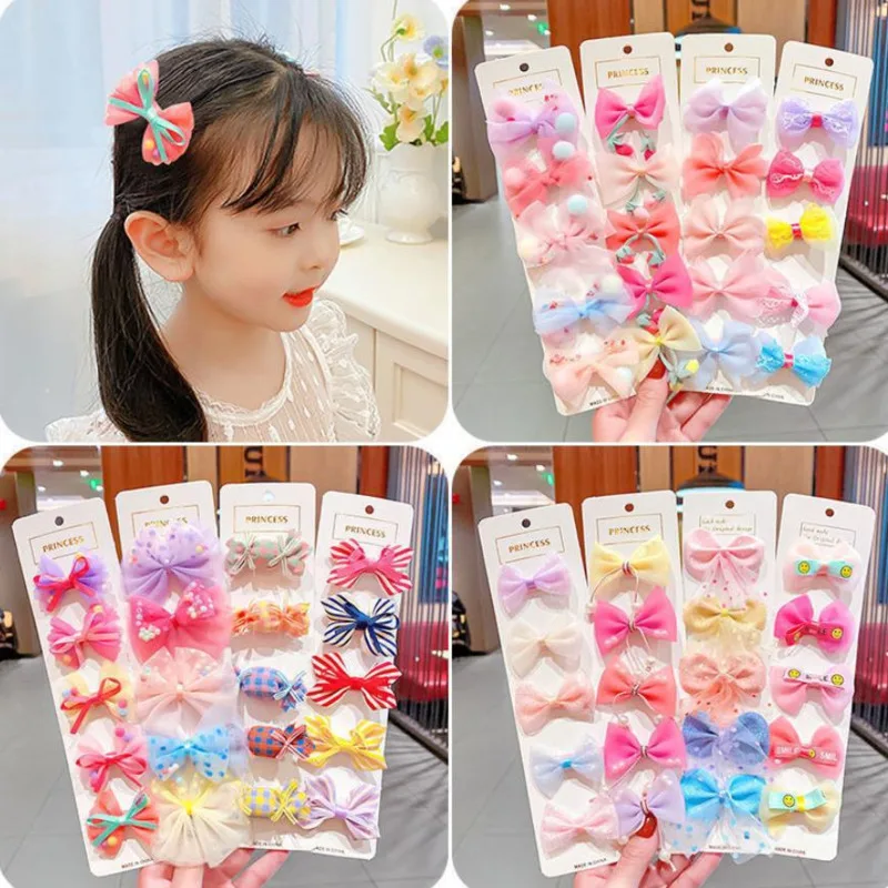 

5PCS Korean Bowknot Hairpins For Girls Headwear Sweet Candy Hair Clip Barrettes Duckbill Clip Side Clip Women Hair Accessories