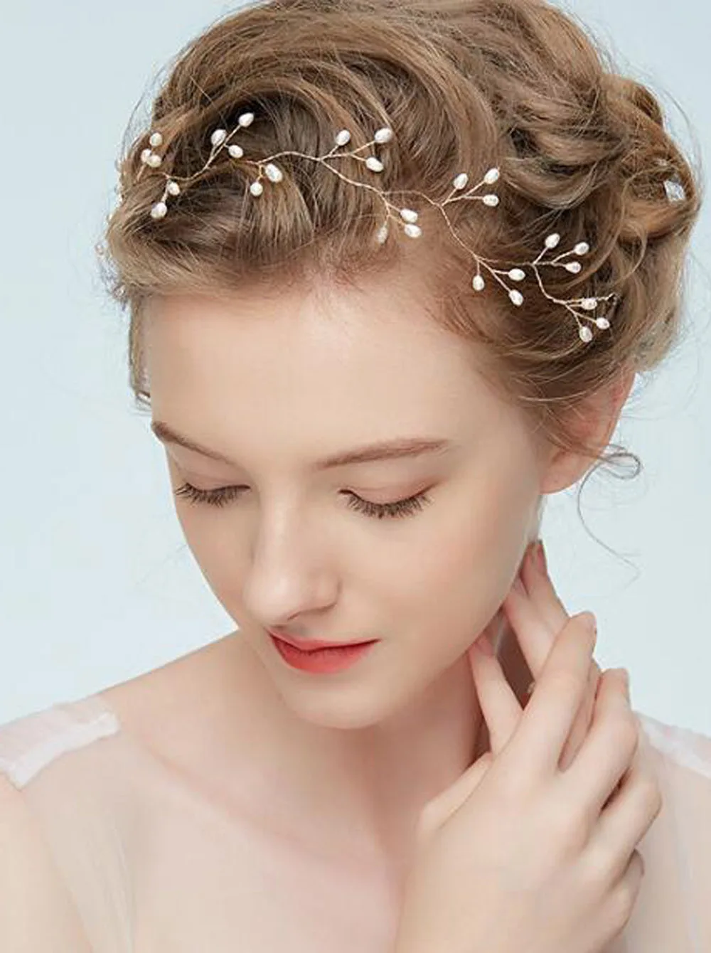 Повязка для волос с жемчугом невесты|Свадебные головные украшения| |