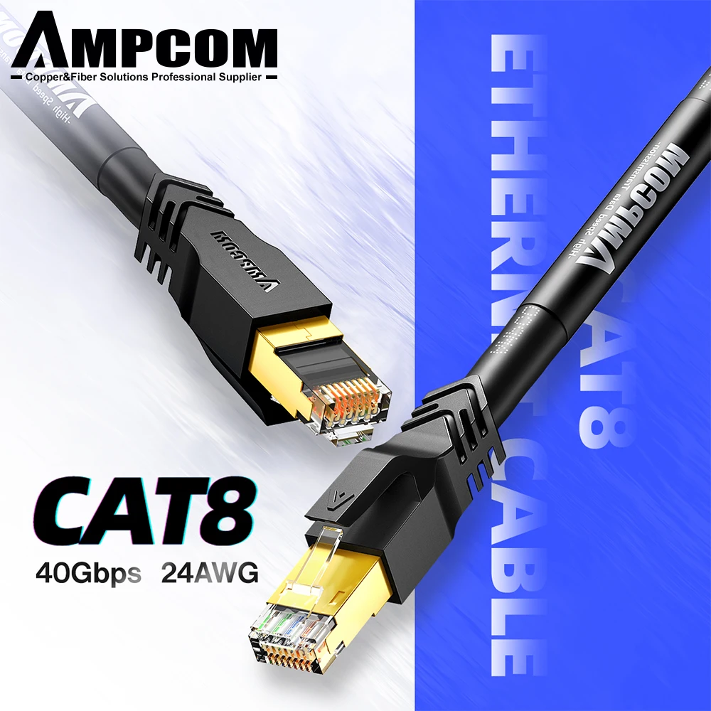 Ethernet кабель AMPCOM S/FTP CAT8 (24AWG 8 0 мм) высокоскоростной Патч Кабель CAT Lan 10 Гбит/с 25 40