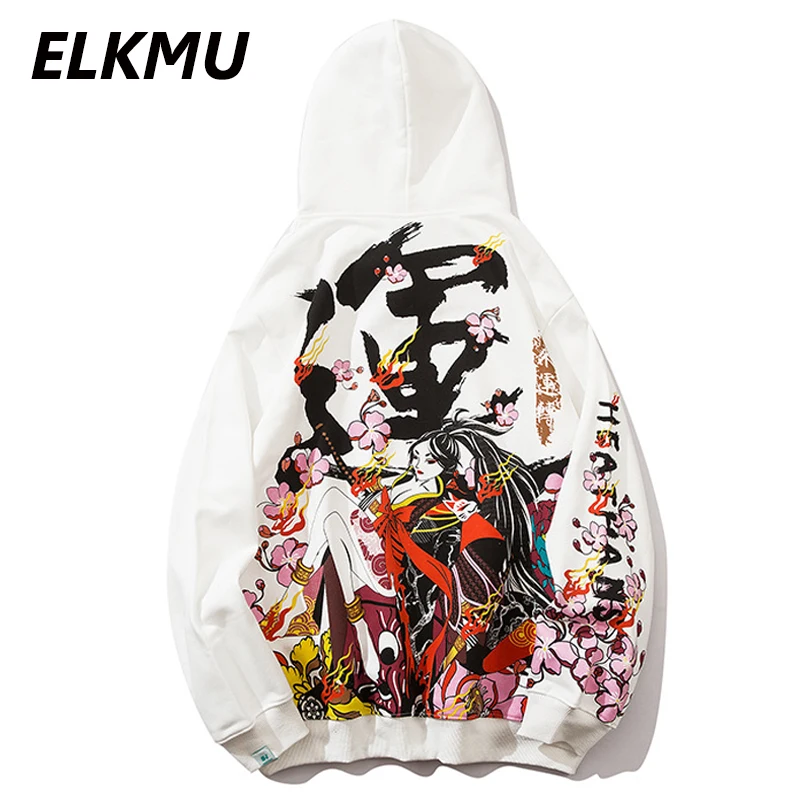Свитшот ELKMU в стиле Харадзюку с цветочным принтом вишни уличная одежда худи