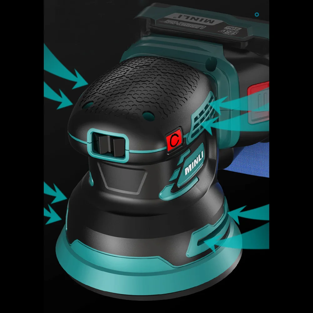 Cordless Random Orbit Sander Professional Lithium-Ion Polishing Machine 125mm/5'' for Makita 18V Battery Brushless Speed Control |