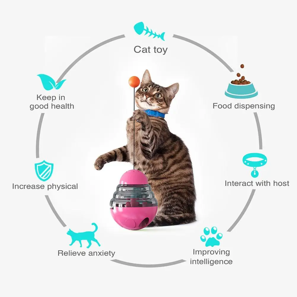 

3 In 1 Interactive Cat Toy With Funny Cat Stick Automatic Spinning Cat Toy Ball Pet Tumbler Slow Feeder Cat For Kitty And Kitten