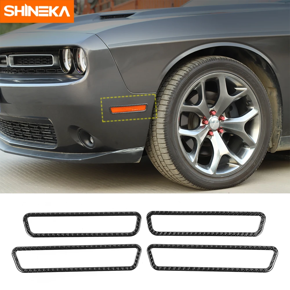 

SHINEKA Carbon Fiber Car Side Signal Turn Lamp Turning Lights Cover Trim Sticker Accessories For Dodge Challenger 2015-2020