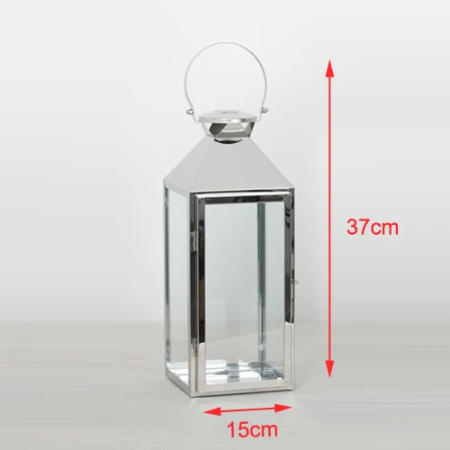 M Stainless steel Nordic Lantern Candle Holder Rose Gold Stainless steel Candlestick Glass wind lamp candle holder Home Party Decoration Gift - Цвет: M Stainless steel