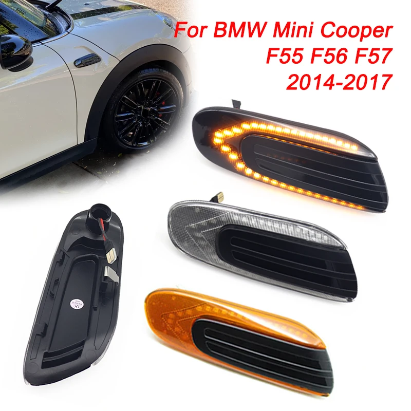 

2PCS Dynamic Side Marker Turn Signal Indicator Repeater Light Sequential Blinker Lamp For BMW Mini Cooper F55 F56 F57 2014-2017