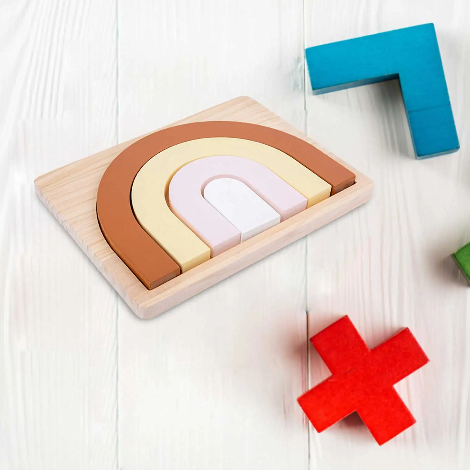 Bloques de construcci&oacute;n de arco&iacute;ris para ni&ntilde;os, juguete educativo de apilamiento de madera, juguetes educativos de bloques de aprendizaje temprano, regalo, novedad-1