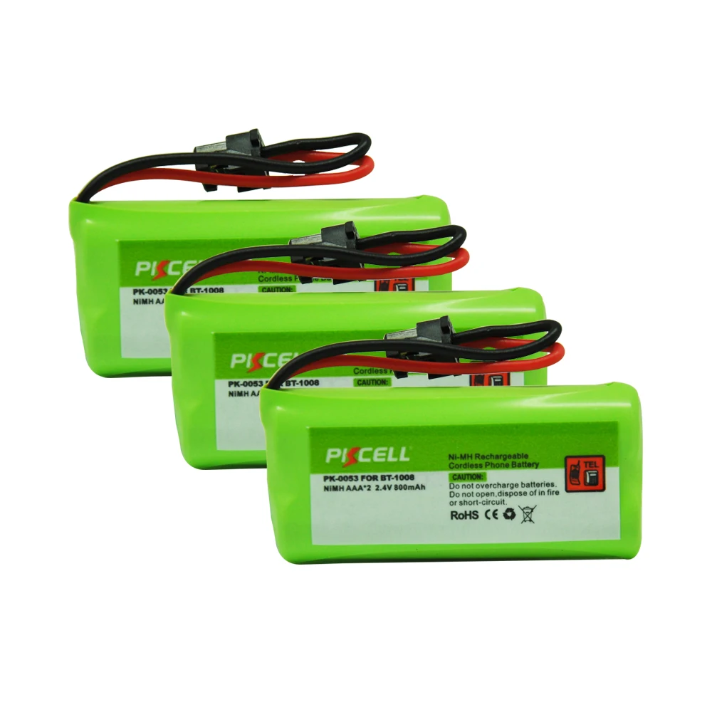 

3PCS PKCELL Ni-MH Battery Pack AAA 800mAh 2.4V Ni-MH Rechargeable Cordless Phone Battery for BT-1008 Mitsumi-2P (PK-0053)