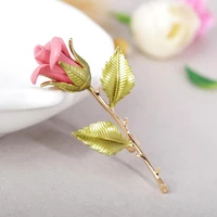 madrry rose copper plant flower brooch pins gold color romantic enamel engagement party clothes accessories hijab pins bijoux