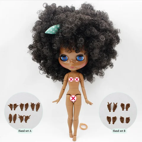 Кукла Blyth ICY DBS, афро кудрявые волосы, суставное тело, супер черная кожа, 1/6 искусственная об24, аниме девушка