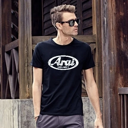 Модная Мужская хлопковая футболка с коротким рукавом Arai Helmet Racing Logo мужская белая