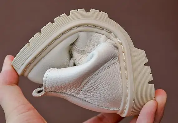 

Baby Boots Genuine Leather Kids Boots Lace-up Children Snow Boots Velvet Warm Winter Shoes