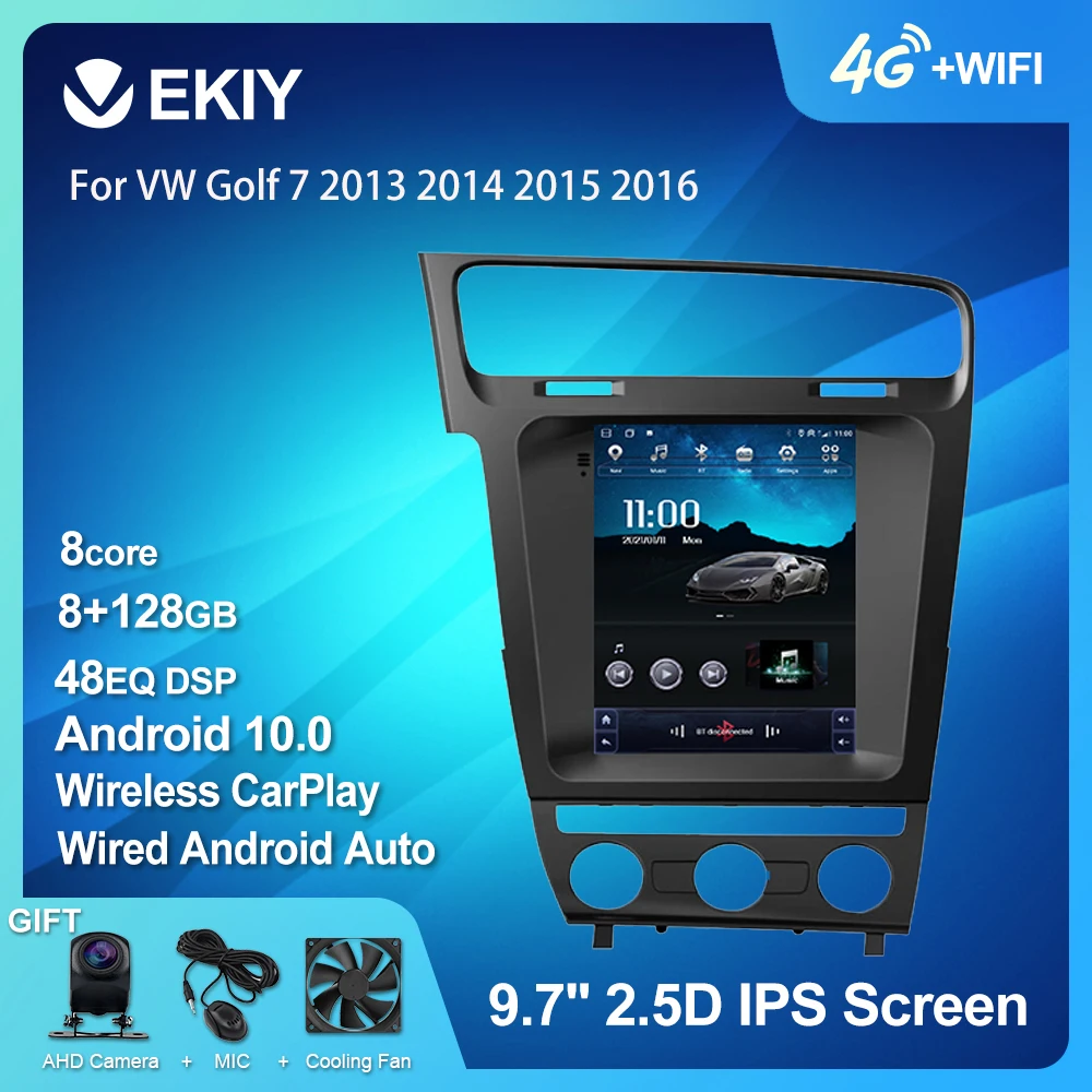 

EKIY Android 10 2 Din автомагнитола для VW Golf 7 2013 2014 2015 2016 Автомобильный мультимедийный DVD-плеер Tesla vetic Screen Navi GPS Stereo