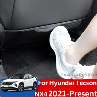 for hyundai tucson nx4 2021 2022 car stainless steel rear seat central armrest kick plate anti kick protection pad accssories