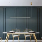 Длинная Люстра для ресторана, минималистичный медный светодиодный светильник черного цвета в стиле постмодерн, Роскошная лампа для бара