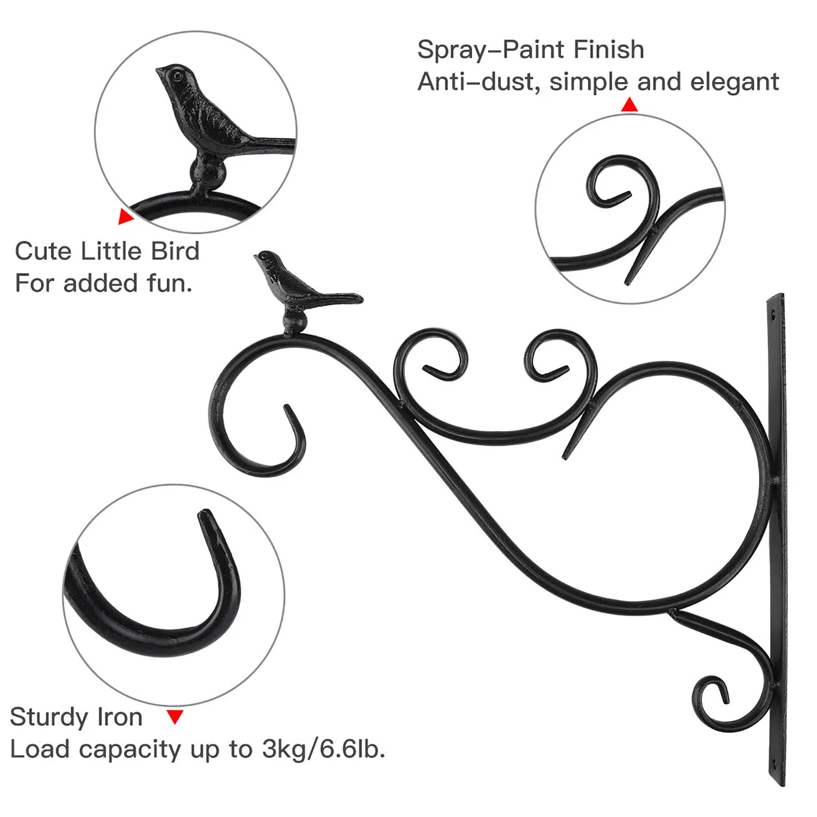 

1PC Hanging Plants Bracket European Style Wall Planter Hooks Flower Pot Iron Lanterns Hanger for Garden Outdoor Indoor Patio