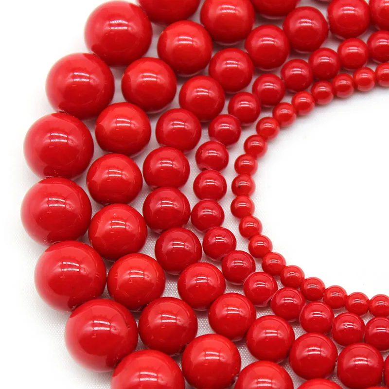 Бусины из искусственного кораллового Красного камня круглые бусины россыпью с
