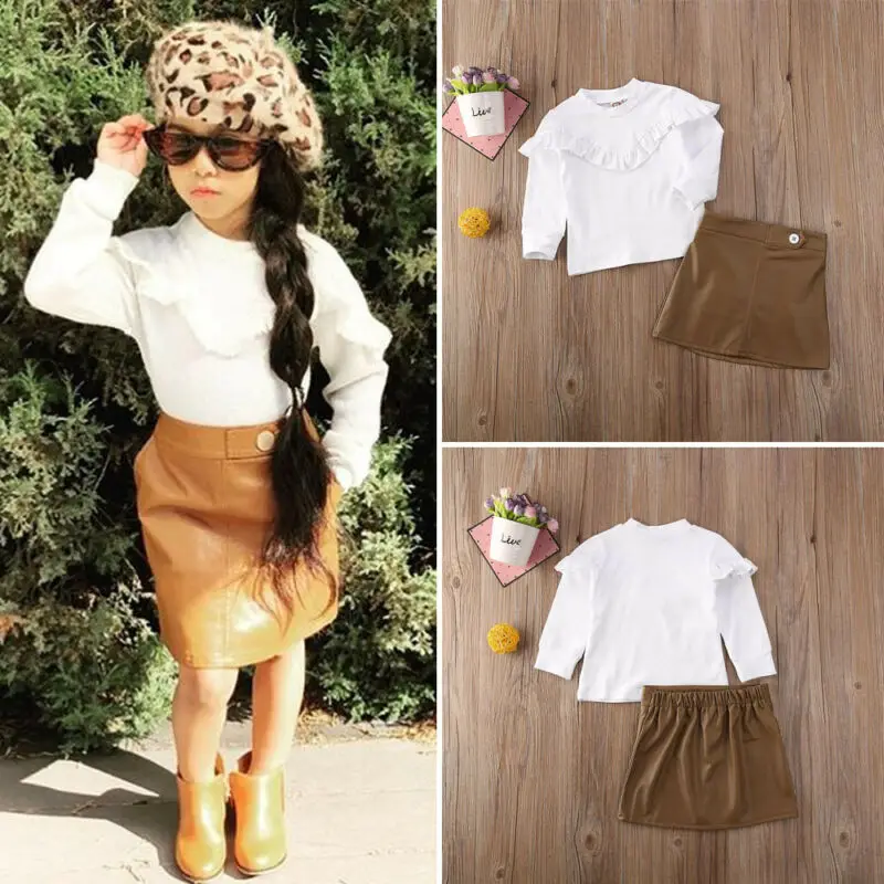 Модный осенне-зимний комплект одежды для маленьких девочек пуловер топы с