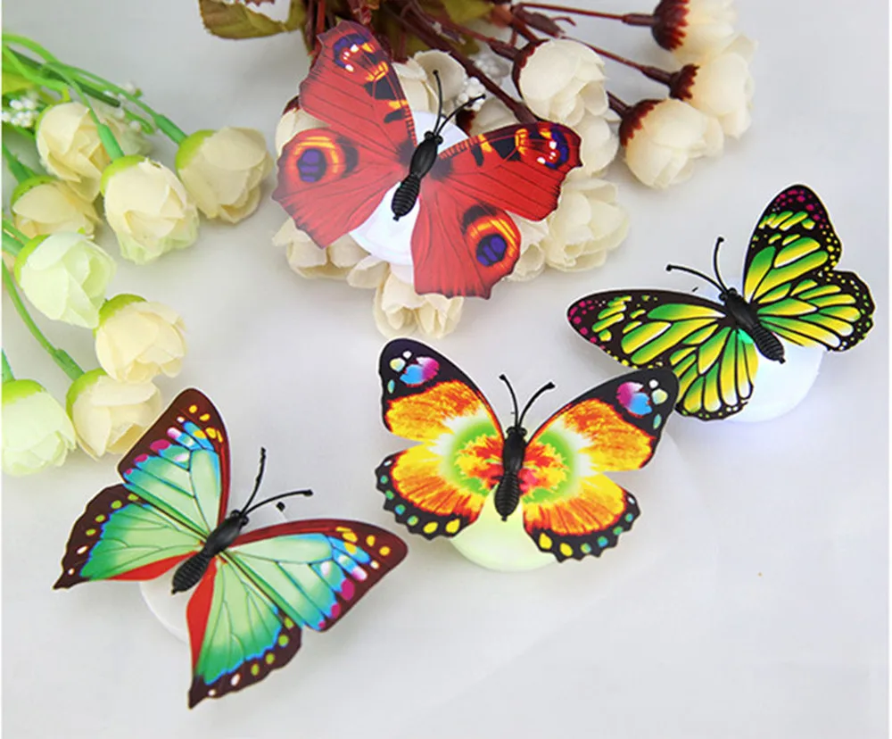 

2PCS Random Color New Lovely Butterfly LED Night Light Color Changing Light Lamp Beautiful Home Decorative Wall Nightlights #C