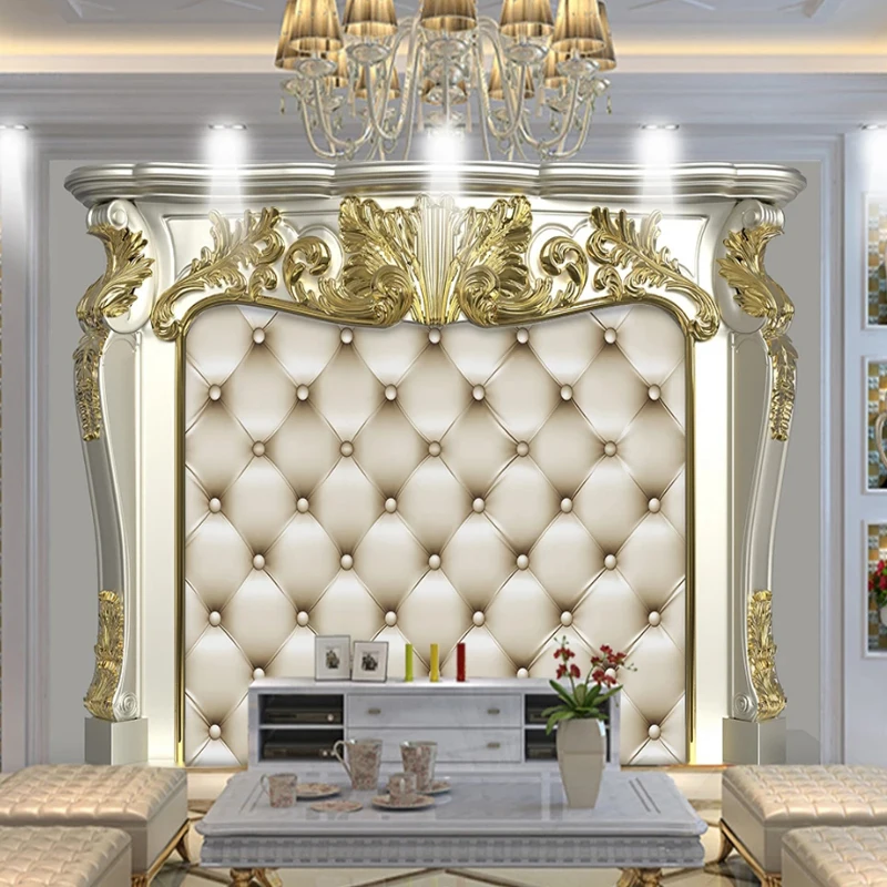 

Европейские мягкие фотообои с золотым узором на заказ, 3D Настенные обои для гостиной, телевизора, дивана, спальни, Роскошный домашний декор, настенные бумаги
