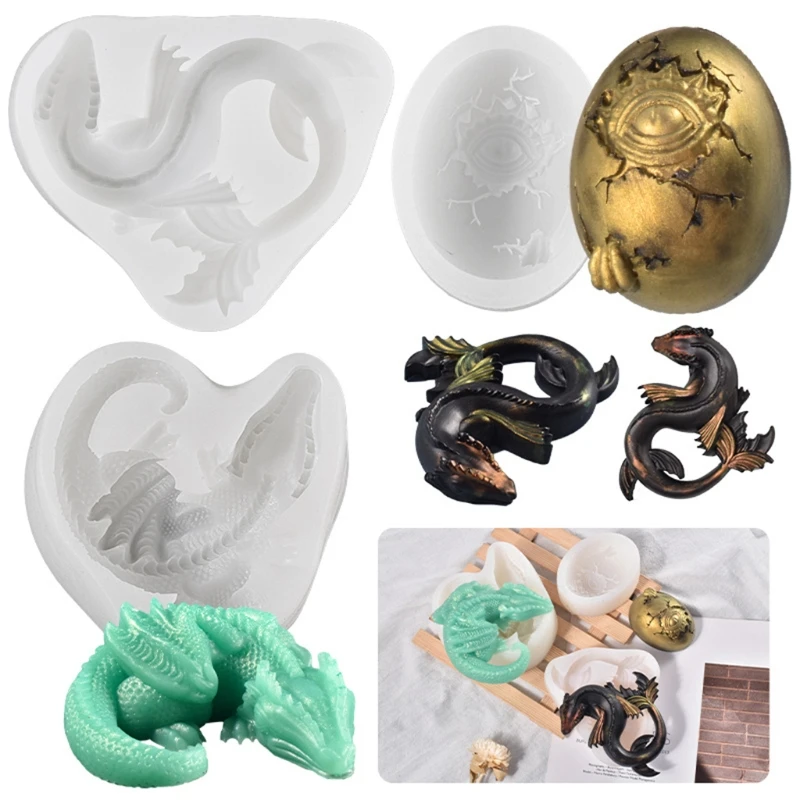 

Dragon Epoxy Resin Mold Concrete Cement Polymer Clay Silicone Mould DIY Crafts Fondant Cake Decorating Tools