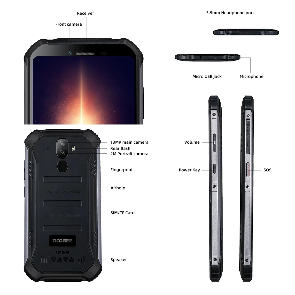 DOOGEE S40 Pro IP68 Waterproof 4G Mobile Phone 5.45'' 4GB 64GB Octa-core Android 10 Cellphone 4650mAh Fingerprint ID Smartphone |