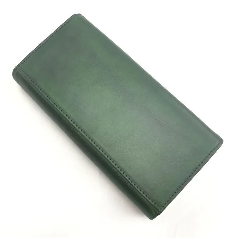 Женский Длинный кошелек в винтажном стиле с застежкой темно зеленый из