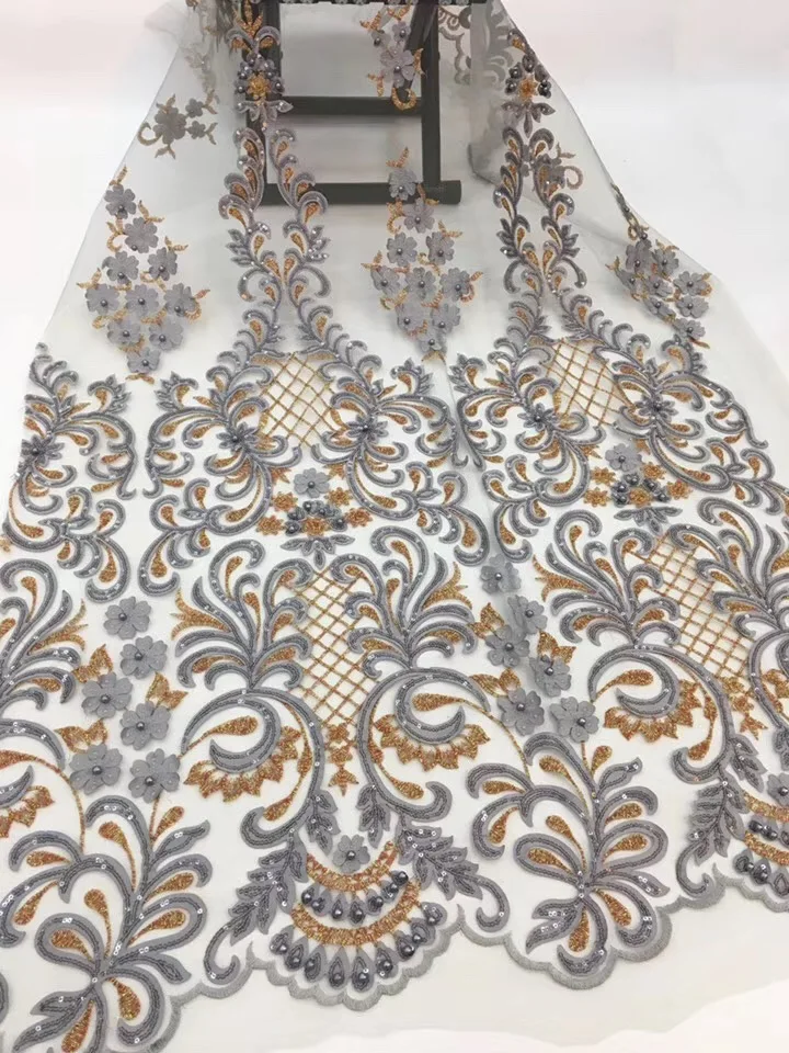 

African Lace Fabric 2019 high quality lace french mesh fabric stones nigerian swiss lace fabrics for women dress RF70