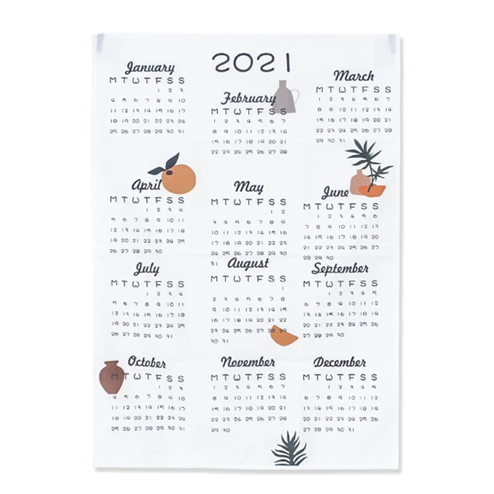 

2021 Wall Calendar 50*70cm Flannelette Bedroom Decoration Cartoon Wall Cloth Calendar Study Working Schedule List