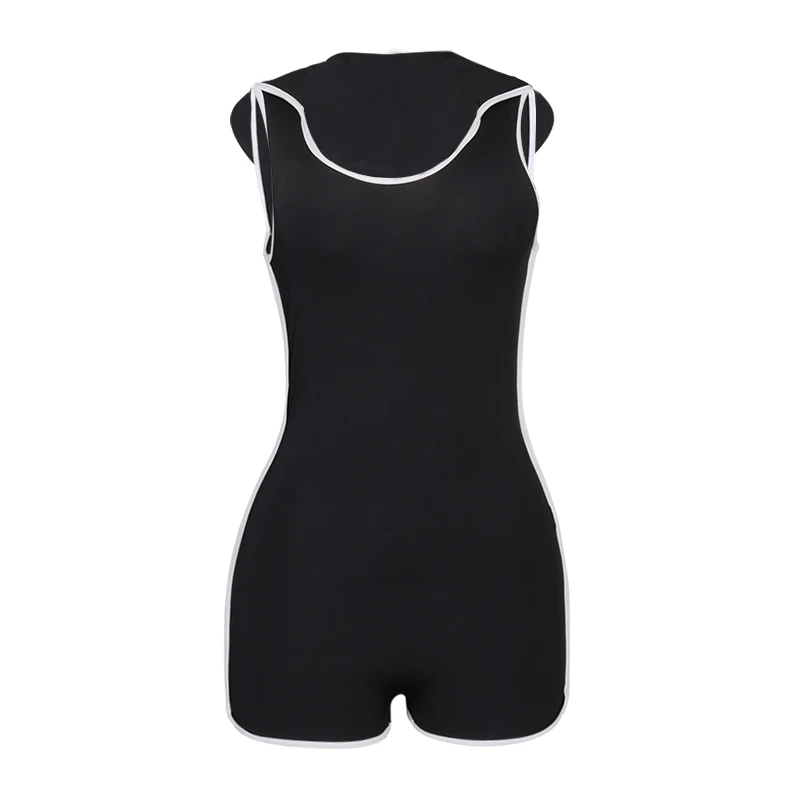 

Women's Jumpsuit Fashion Summer 2020 Solid Color Sleeveless Hooded Casual Sports Bodysuit Elastic Fashion Woven Rompers Shorts