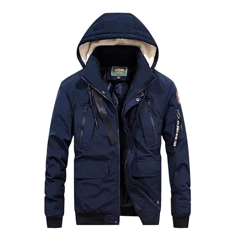 Новая модная зимняя мужская куртка повседневная шерстяная с капюшоном и