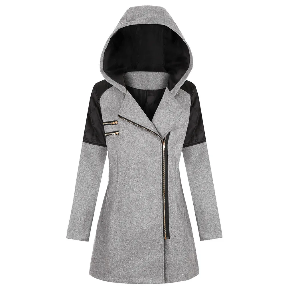 Light Gray Женская зимняя теплая верхняя одежда с цветочным принтом, с капюшоном, с карманами, в винтажном стиле, большие размеры, Пальто, Осеннее Женское Пальто 40 - Цвет: Light Gray