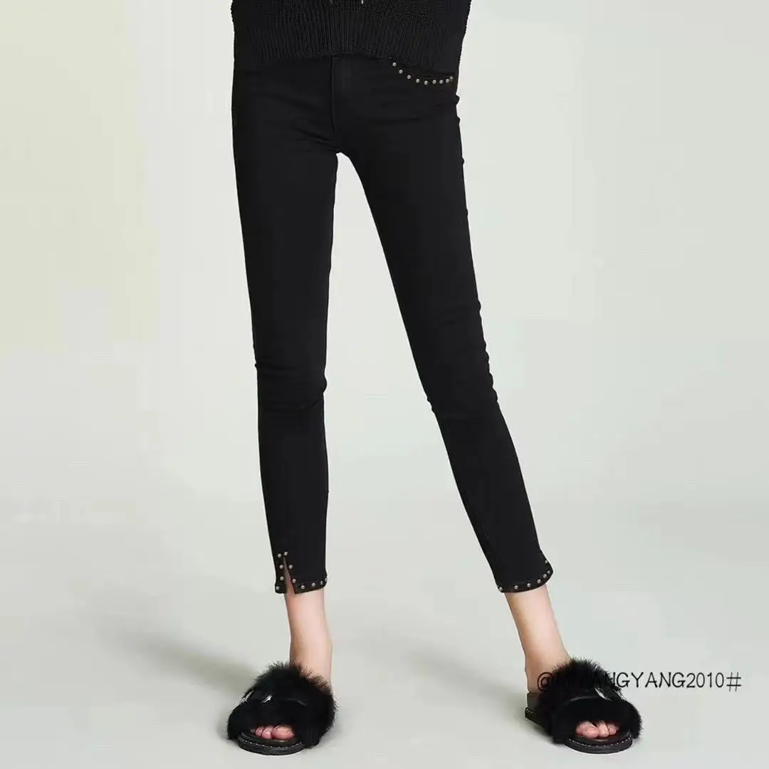 Женские узкие джинсы эластичные джинсовые брюки с пуговицами высокой талией