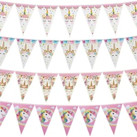 unicorn 1st birthday paper banners happy birthday party decorations kids unicorn party hanging garland flag baby shower supplies