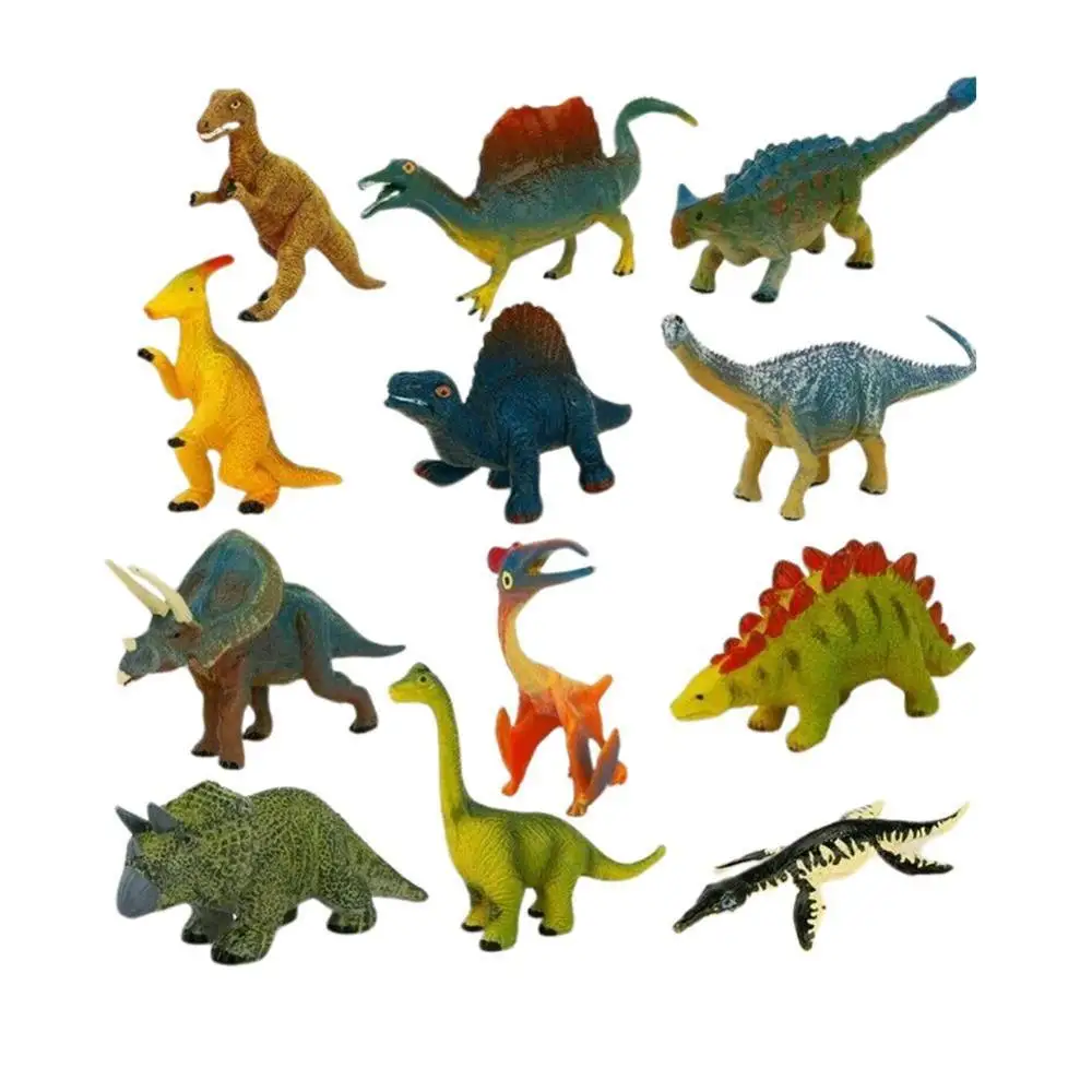 Juego de 12 unids/set de personajes de acci&oacute;n, modelo Zoo, Animal de simulaci&oacute;n de dibujos animados, juguete de colecci&oacute;n de pl&aacute;stico bonito-3