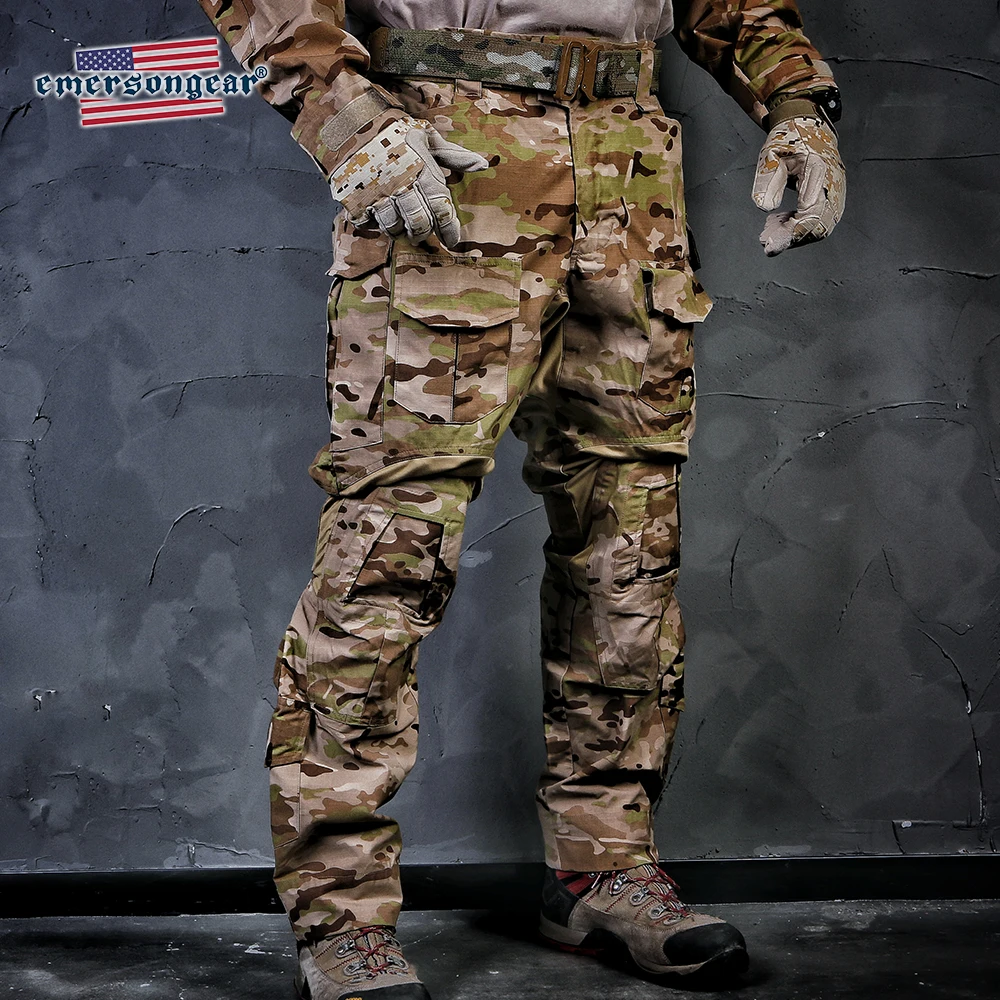 Emersongear Emerson Blue Label G3 камуфляжные военные штаны, военные тактические нейлоновые брюки, мужские тренировочные брюки-карго, w наколенники - Цвет: Multicam Arid