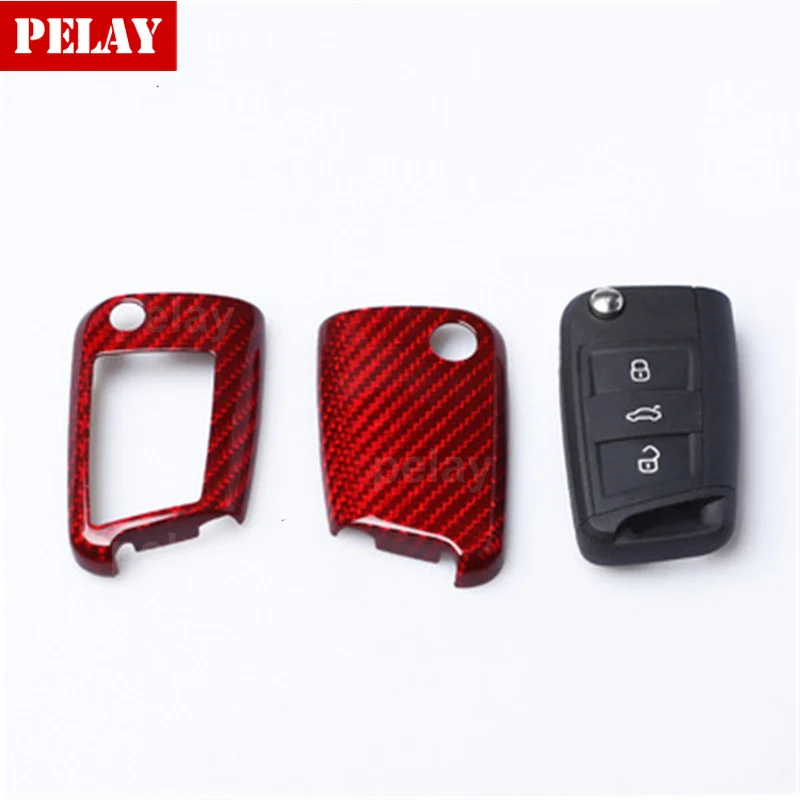 Чехол для автомобильного ключа из углеродного волокна VW Golf 7 MK7 Skoda Octavia A7 Seat Leon Ibiza