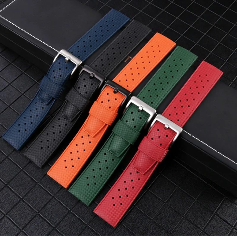 Premium-Grade Tropic Fluorine Rubber watchband For seiko SRP777J1 SKX Watch Band Diving Waterproof Bracelet 20 22mm straps