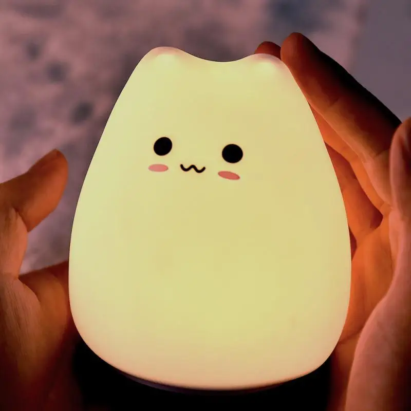 

Silicone Animal Light Touch Sensor LED Night Lamp Colorful Child Holiday Gift Sleeping Creative Bedroom Desktop Decor Cat Lamp