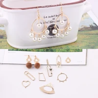 diy jewelry accessories alloy simple geometry circle triangle love pin earrings earrings hand material pendant