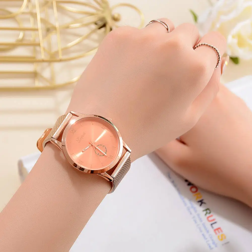 

Women Men Quartz Wrist Watch Simple Style Design with Mesh Strap Casual Watch EIG88