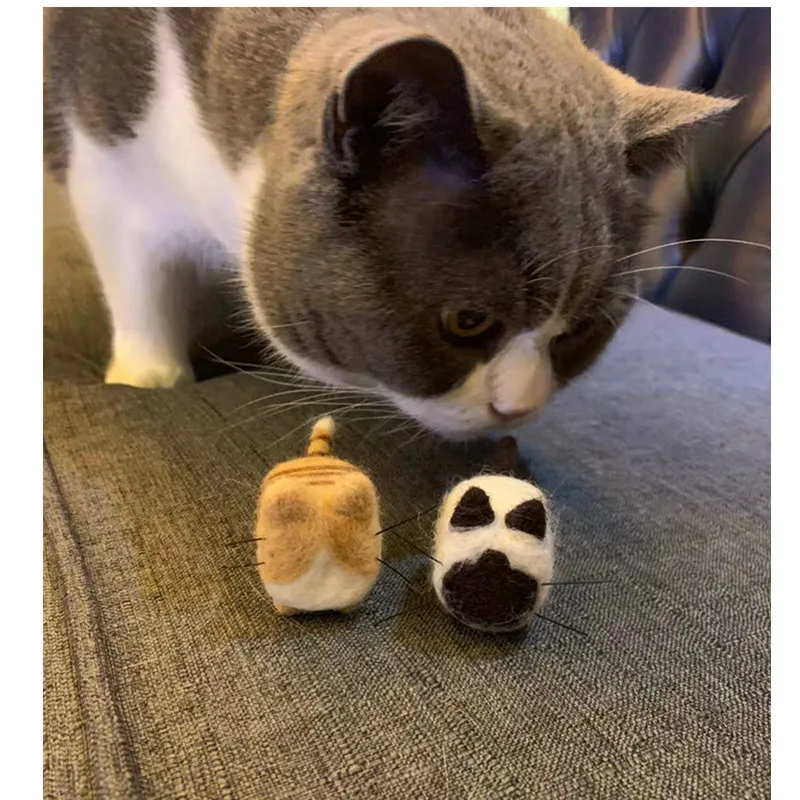 Шерстяной войлок ручной работы Войлочная игрушка для животных без лица кошка