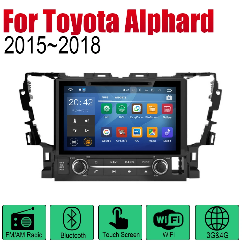 Автомагнитола 2 Din на Android DVD проигрыватель для Toyota Alphard 2015 2016 2017 2018 автомобильный