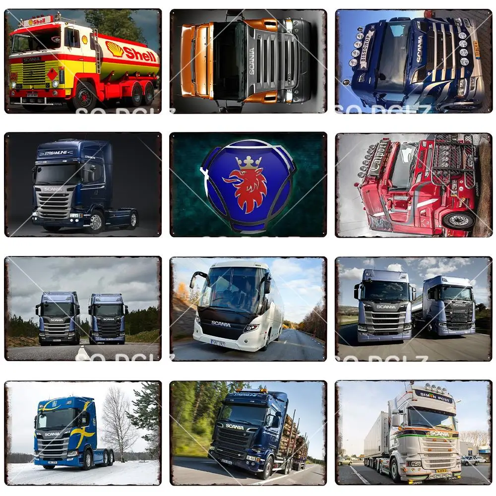 Металлическая табличка Scania металлический винтажный жестяной плакат Настенный