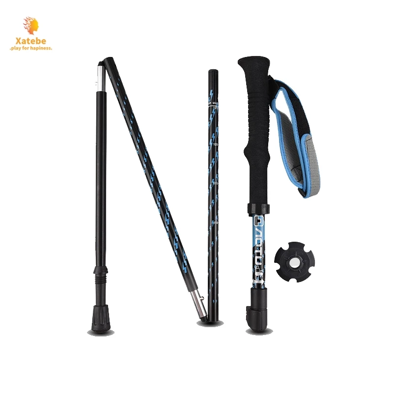 

2PCS Mountain Trekking Poles Ultralight Folding Collapsible Trail Running Hiking Walking Sticks Lightweight Aluminum