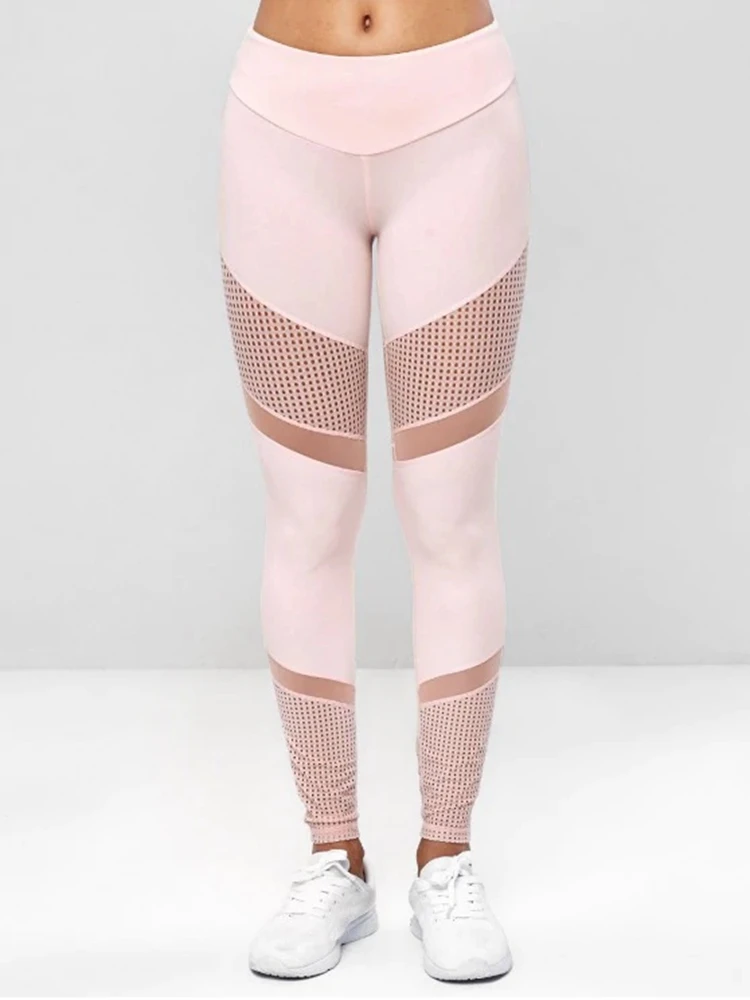 

WITHZZ Stretch Grid Stitching Sports Workout Flexible Pants Female Fitness Casual Leggings